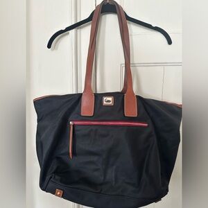 Pendleton Tote Bag with Blue Striped Interior and Red Accents